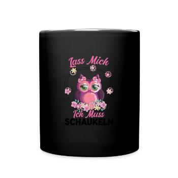 Eule Vogel Eulen Geschenk - Tasse einfarbig - Schwarz - Vorne