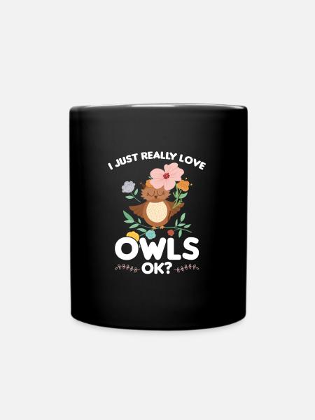 Eule Vogel Eulen Geschenk - Tasse einfarbig - Schwarz