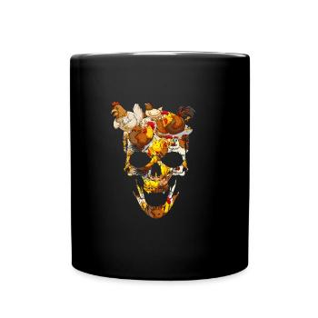 Skelett mit Hühnern Skelette Huhn Geschenk - Tasse einfarbig - Schwarz - Vorne