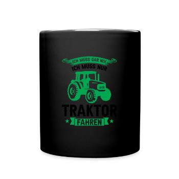 Traktor Trecker Trecker-Fahrer Geschenk - Tasse einfarbig - Schwarz - Vorne