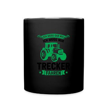 Trecker Traktor Trecker-Fahrer Geschenk - Tasse einfarbig - Schwarz - Vorne