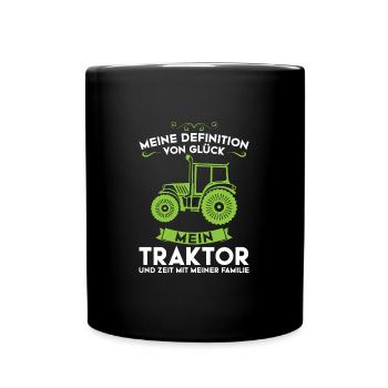 Traktor Trecker Traktorfahrer Geschenk - Tasse einfarbig - Schwarz - Vorne