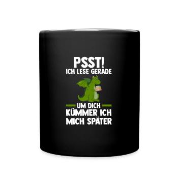 Drachen Bücher Buch Geschenk - Tasse einfarbig - Schwarz - Vorne