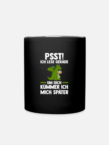 Drachen Bücher Buch Geschenk - Tasse einfarbig - Schwarz