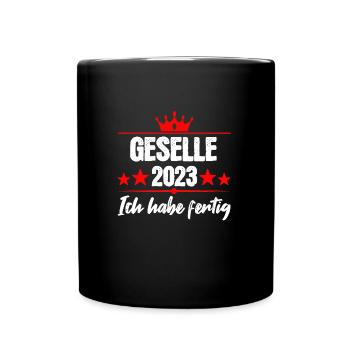 Gesellenbrief Geschenk - Tasse einfarbig - Schwarz - Vorne