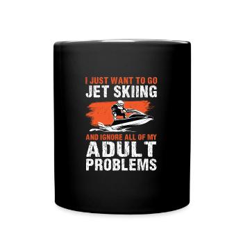 Jetski Jetskifahren Wintersport Geschenk - Tasse einfarbig - Schwarz - Vorne