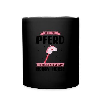 Hobby Horse Pferde Hobby Horsing Geschenk - Tasse einfarbig - Schwarz - Vorne