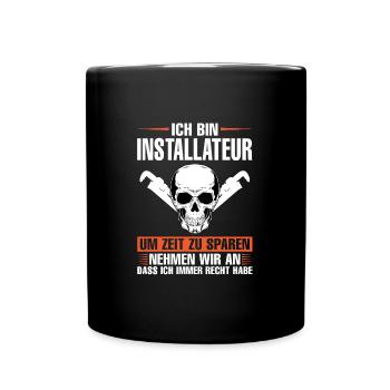 Installateur Beruf Klempner Geschenk - Tasse einfarbig - Schwarz - Vorne