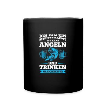 Angeln Trinken Angler Geschenk - Tasse einfarbig - Schwarz - Vorne