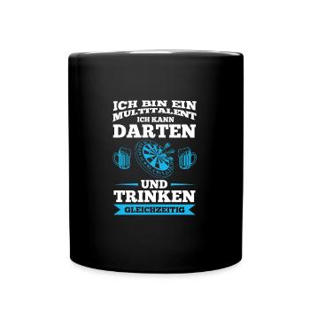 Darten Trinken Dartspieler Geschenk - Tasse einfarbig - Schwarz - Vorne