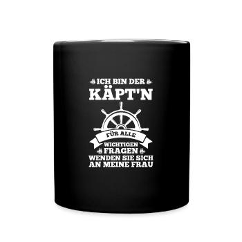 Kapitän Boot Segeln Geschenk - Tasse einfarbig - Schwarz - Vorne
