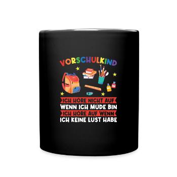Vorschule Abschluss Vorschulkind Geschenk - Tasse einfarbig - Schwarz - Vorne