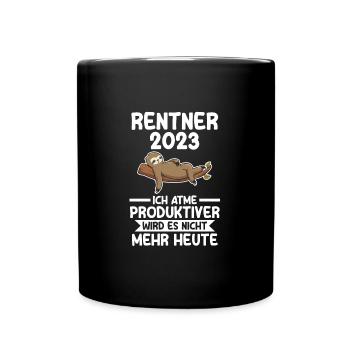 Rentner 2023 Faultier Ruhestand Geschenk - Tasse einfarbig - Schwarz - Vorne