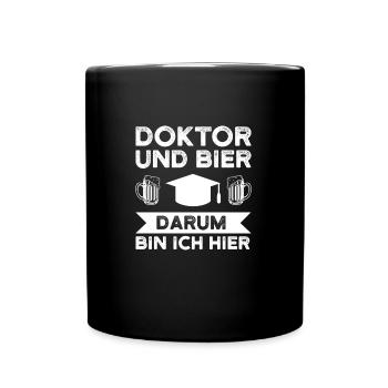 Doktor Prüfung Doktorhut Geschenk - Tasse einfarbig - Schwarz - Vorne