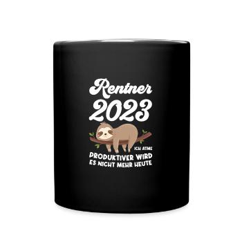 Rentner 2023 Faultier Ruhestand Geschenk - Tasse einfarbig - Schwarz - Vorne