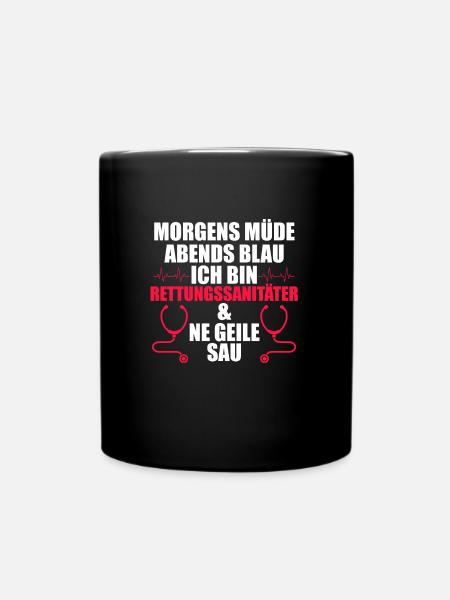 Rettungssanitäter Beruf Notdienst Geschenk - Tasse einfarbig - Schwarz