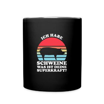Schwein Bauer Schweinebauer Geschenk - Tasse einfarbig - Schwarz - Vorne