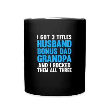 Bonus Papa Bonus Papa-Opa Stiefvater Geschenk - Tasse einfarbig - Schwarz - Vorne