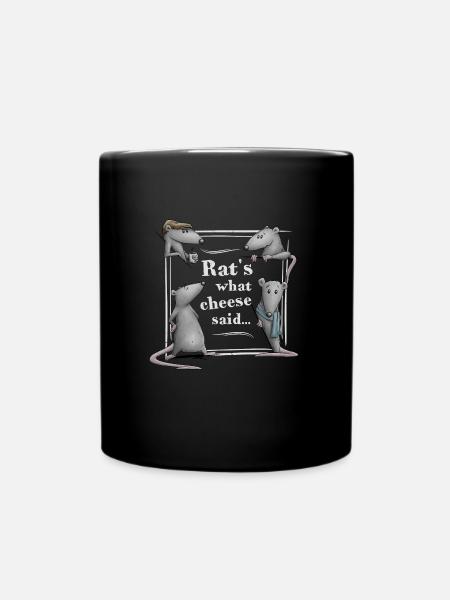 Rats What Cheese Said! Lustiger Ratten Dad Joke - Ensfarvet krus - sort