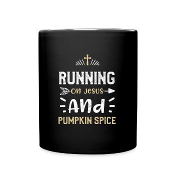Courir sur Jésus et les épices à la citrouille - Mug uni - noir - Devant