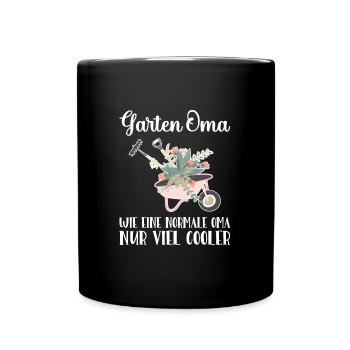 Garten Oma Gärtnerei Geschenk - Tasse einfarbig - Schwarz - Vorne