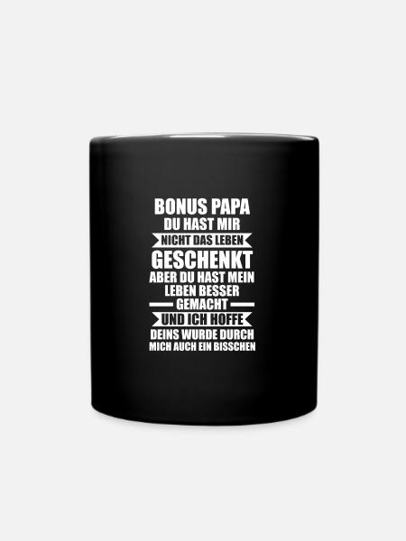 Bonus Papa Familie Stiefvater Geschenk - Tasse einfarbig - Schwarz