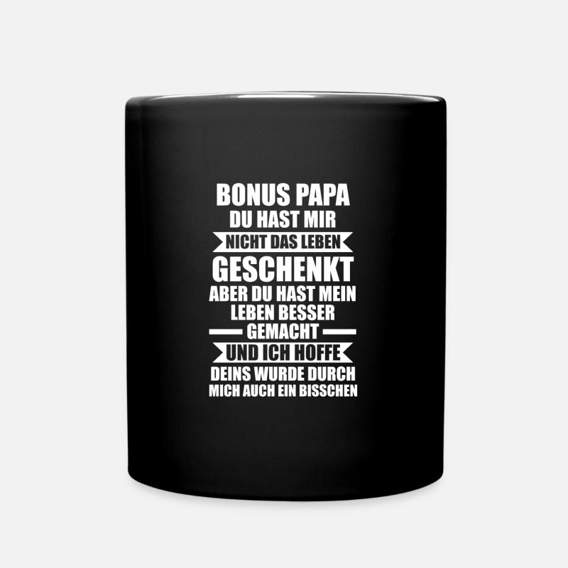 Bonus Papa Familie Stiefvater Geschenk - Tasse einfarbig - Schwarz