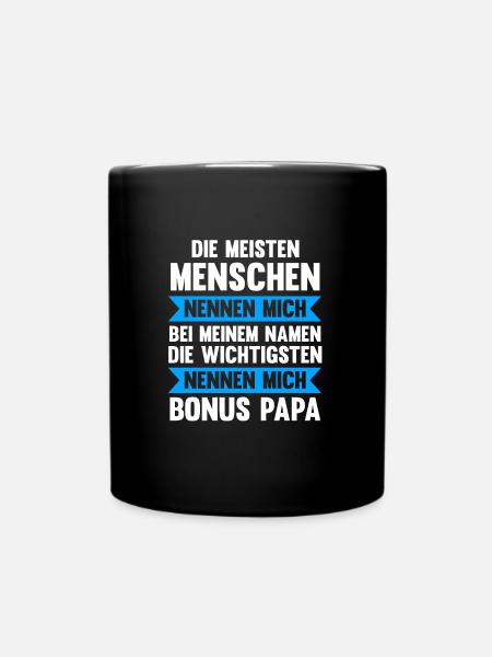 Bonus Papa Familie Stiefpapa Geschenk - Tasse einfarbig - Schwarz