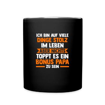 Bonus Papa Familie Bonus-Papa Geschenk - Tasse einfarbig - Schwarz - Vorne