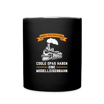 Dampflokomotive Opa Modelleisenbahn Geschenk - Tasse einfarbig - Schwarz - Vorne