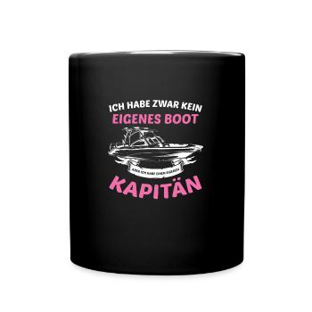 Boot Segeln Kapitän Geschenk - Tasse einfarbig - Schwarz - Vorne