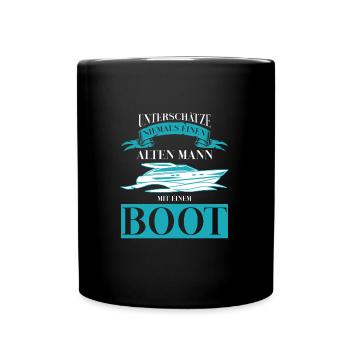 Boot Segeln Segler Geschenk - Tasse einfarbig - Schwarz - Vorne