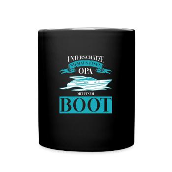 Boot Opa Großvater Geschenk - Tasse einfarbig - Schwarz - Vorne