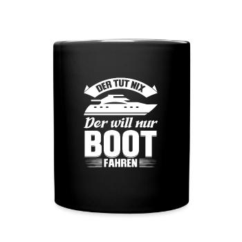 Boot Segeln Bootfahren Geschenk - Tasse einfarbig - Schwarz - Vorne