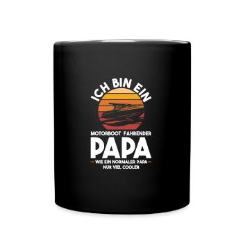 Motorboot Papa Vater Geschenk - Tasse einfarbig - Schwarz - Vorne