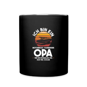 Motorboot Opa Großvater Geschenk - Tasse einfarbig - Schwarz - Vorne