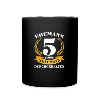 5. Hochzeitstag Ehemann Hölzerne Hochzeit Geschenk - Tasse einfarbig - Schwarz - Vorne