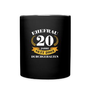 20. Hochzeitstag Ehefrau Porzellanhochzeit Geschen - Tasse einfarbig - Schwarz - Vorne