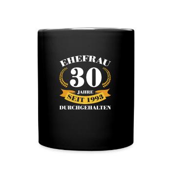 30. Hochzeitstag Ehefrau Perlenhochzeit Geschenk - Tasse einfarbig - Schwarz - Vorne