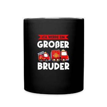 Großer Bruder Feuerwehr Geschwister Geschenk - Tasse einfarbig - Schwarz - Vorne