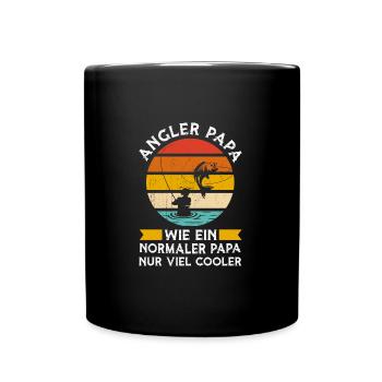 Angler Papa Fischer Geschenk - Tasse einfarbig - Schwarz - Vorne