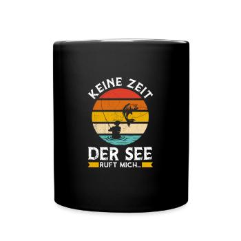 Angler Papa Fischer Geschenk - Tasse einfarbig - Schwarz - Vorne