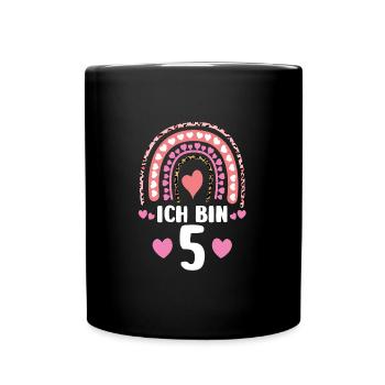 4.Geburtstag Regenbogen 4 Jahre alt Geschenk - Tasse einfarbig - Schwarz - Vorne