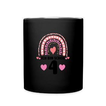 4.Geburtstag Regenbogen Geburtstagsfeier Geschenk - Tasse einfarbig - Schwarz - Vorne