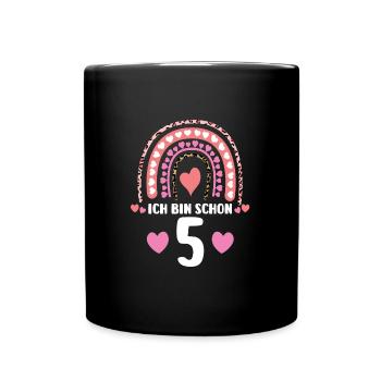 4.Geburtstag Regenbogen 4 Jahre alt Geschenk - Tasse einfarbig - Schwarz - Vorne