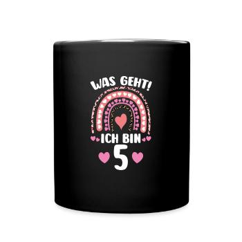 4.Geburtstag Regenbogen 4 Jahre alt Geschenk - Tasse einfarbig - Schwarz - Vorne