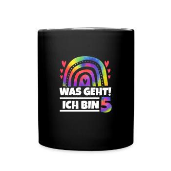 4.Geburtstag Regenbogen 4 Jahre alt Geschenk - Tasse einfarbig - Schwarz - Vorne