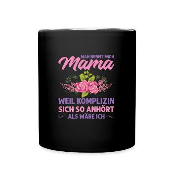 Mutter Mama Tochter Geschenk - Tasse einfarbig - Schwarz - Vorne