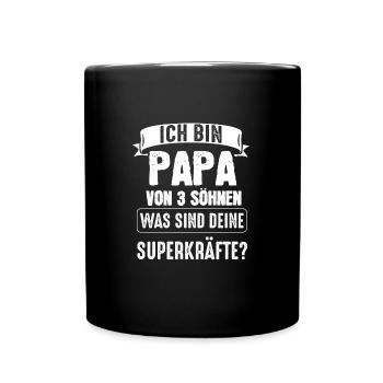 Papa 3 Söhne Papa von 3 Söhnen Geschenk - Tasse einfarbig - Schwarz - Vorne