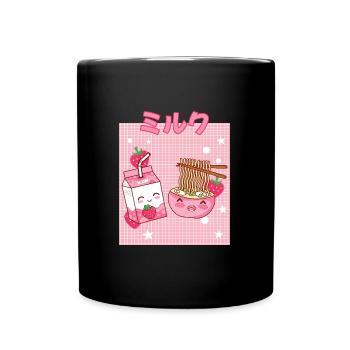 Cottagecore Ästhetisch Otaku Anime Japanisch Milch - Tasse einfarbig - Schwarz - Vorne